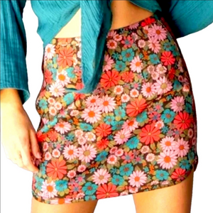 Natural Life Skirt Rachel Mini Coral Turquoise Floral Women's L Never Worn